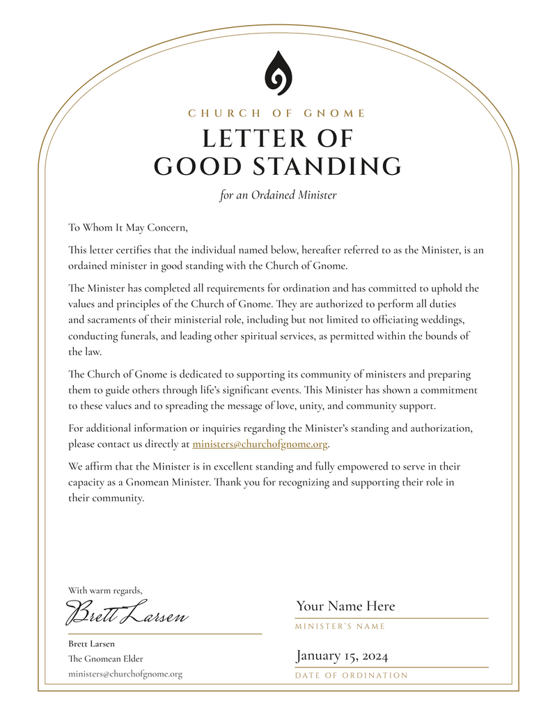 Letter of Good Standing