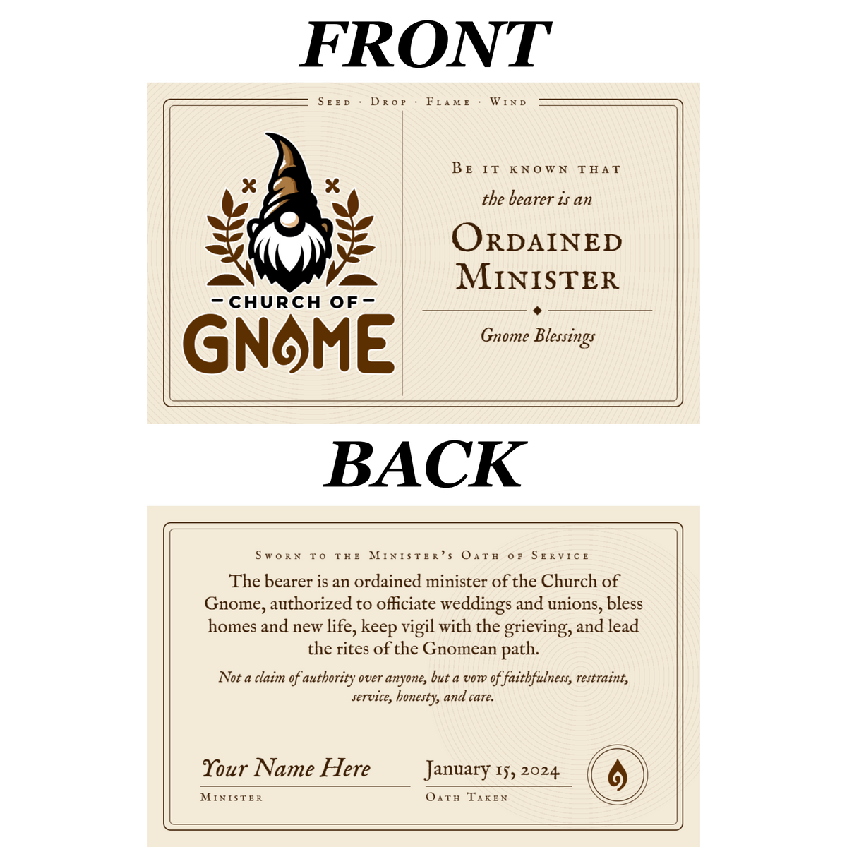 Ordainment Card