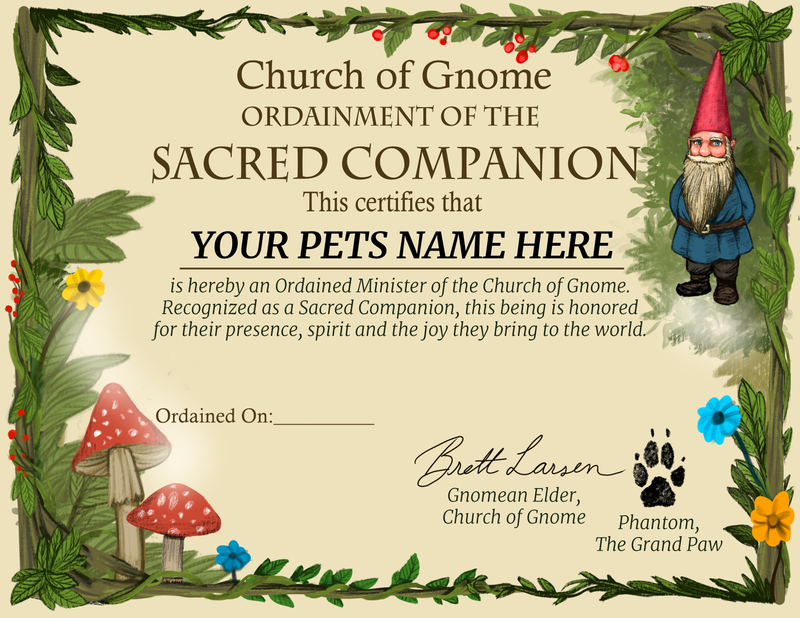Pet Ordainment Certificate