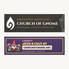 Car magnets: Ordained Minister and Not A Cult designs