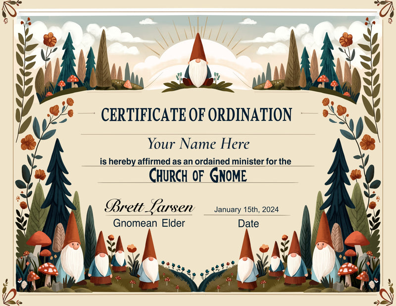 Ordainment Certificate