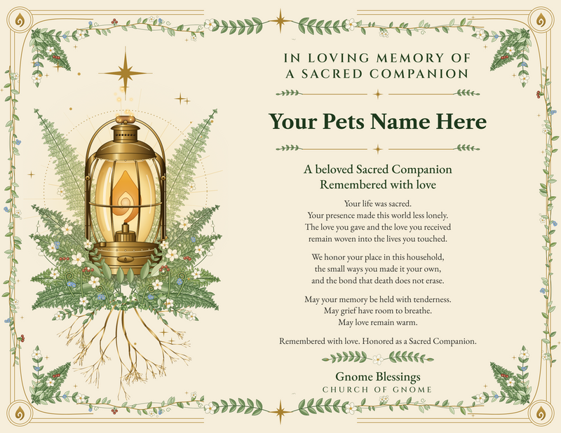 Pet Memorial Certificate